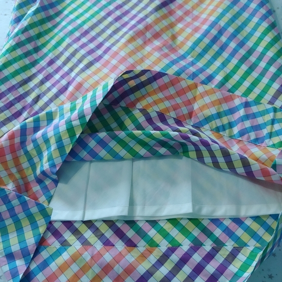 J. Crew Tie Neck Rainbow Gingham Cotton A-line Sleeveless Dress Size 2P - Picture 9 of 15